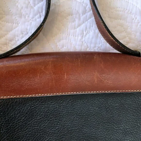 Bally Vintage Black and Brown Leather Crossbody Flap Front Bag - Picture 10 of 11